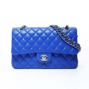 CHANEL Matelasse 2017-2018 Double Flap Shoulder Bag, Blue, WS26505